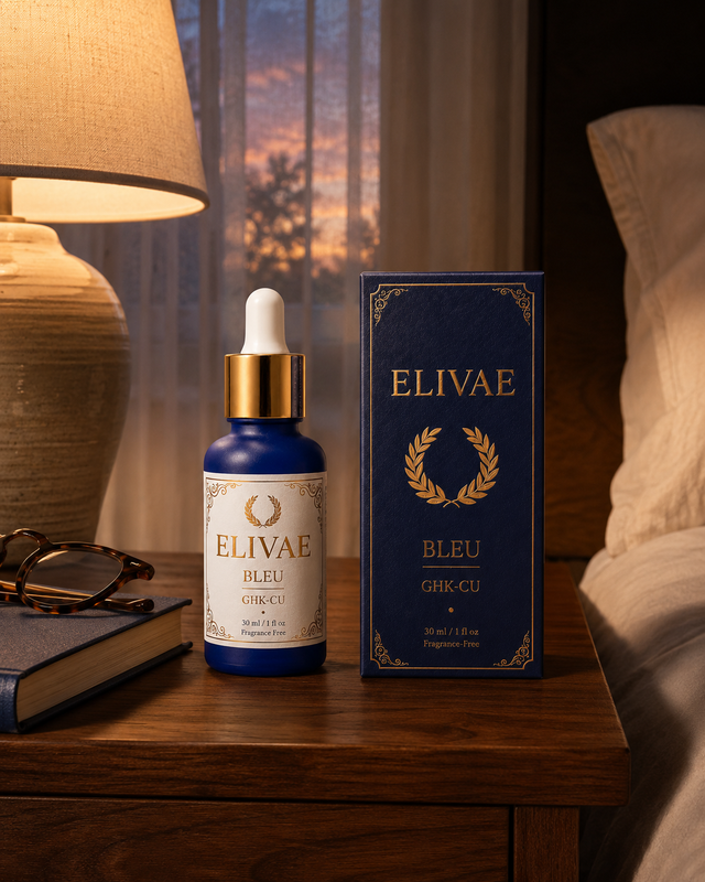 Elivae Bleu on a bedside table